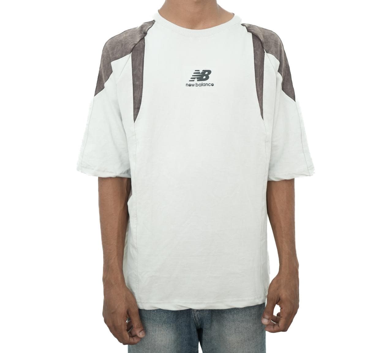 Light Grey Oversized Contrast T-Shirt front view