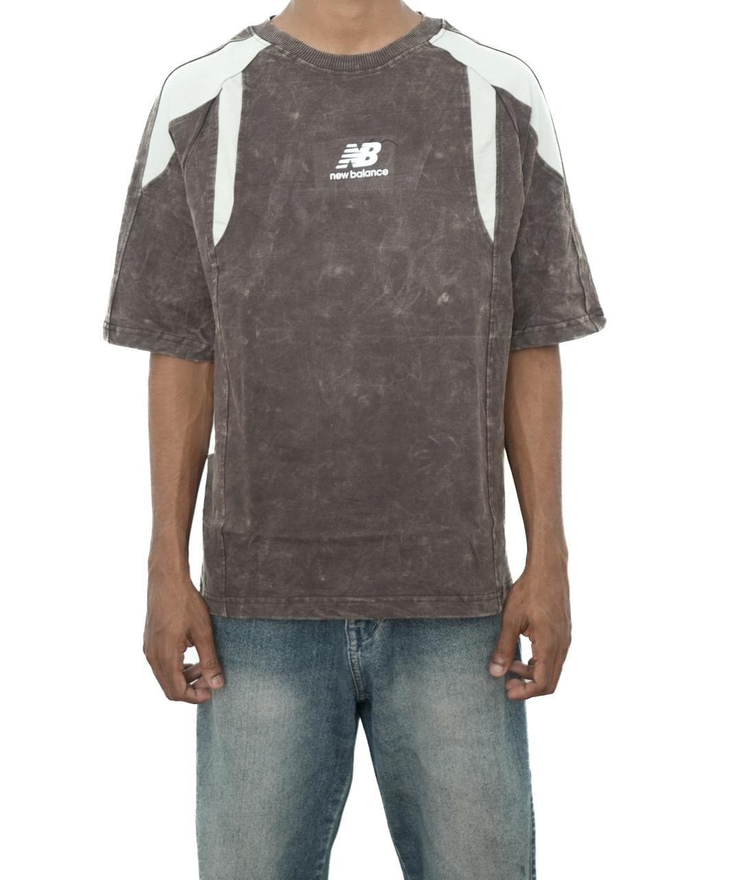 Brown Oversized Contrast T-Shirt front view