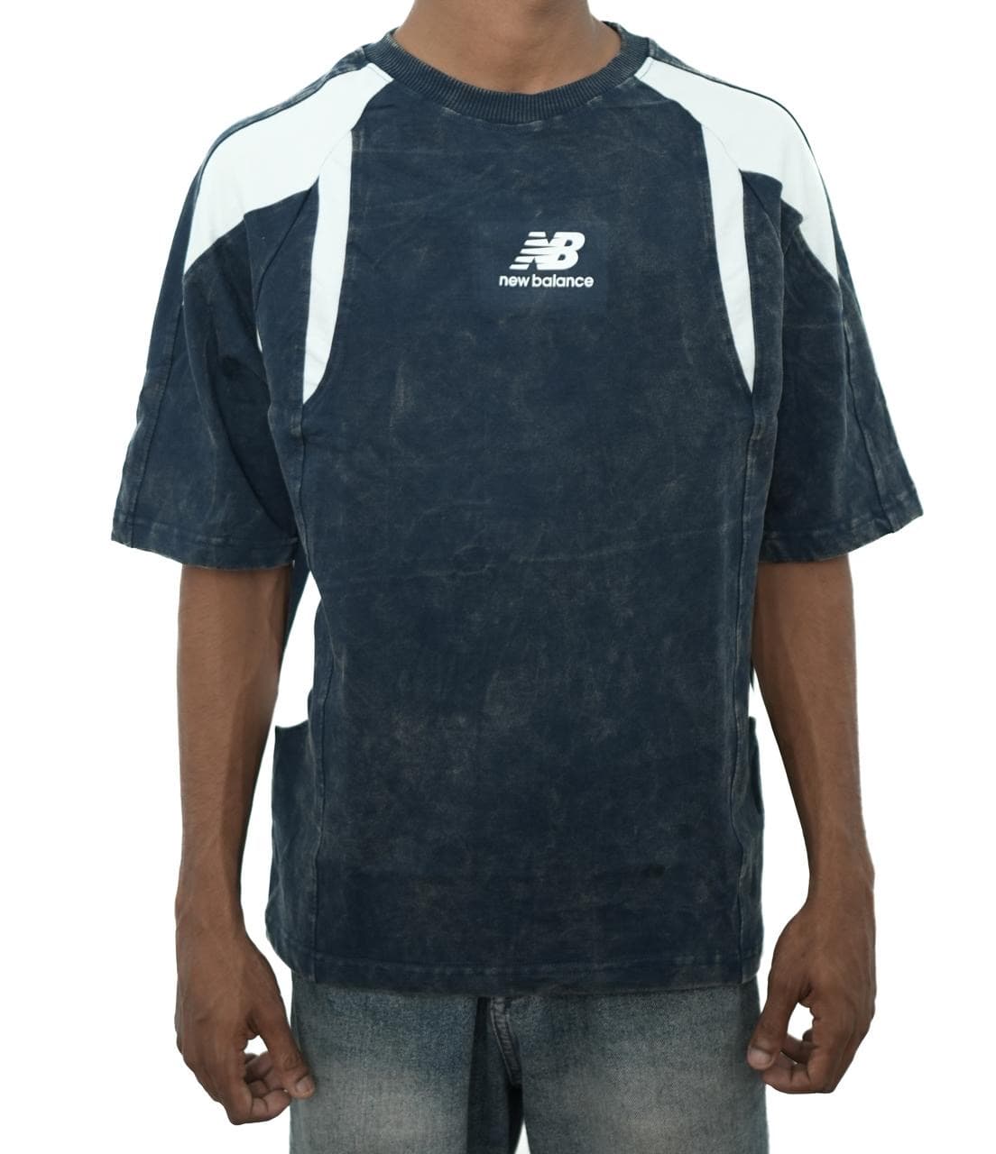 Blue Oversized Contrast T-Shirt front view