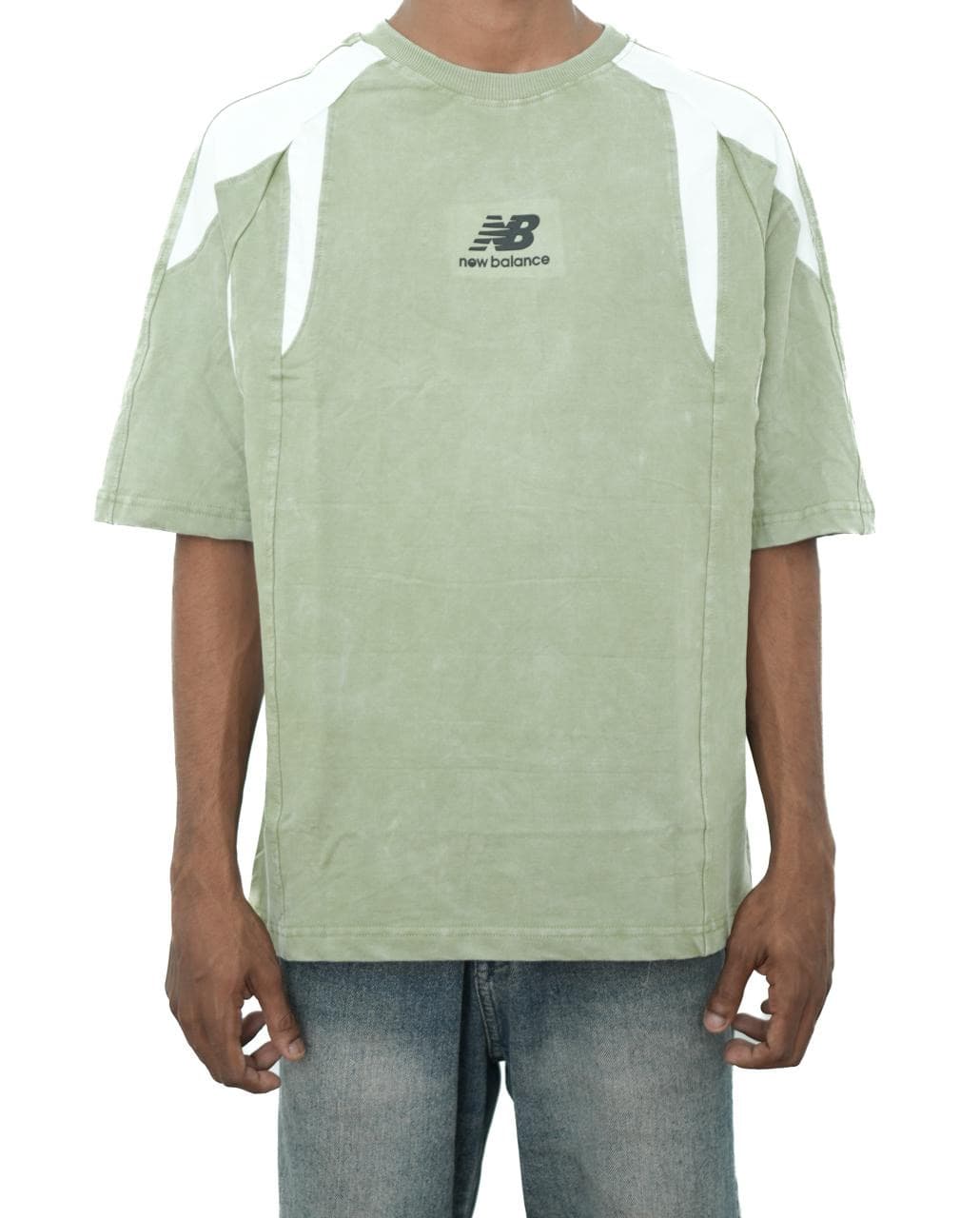 Light Green Oversized Contrast T-Shirt front view