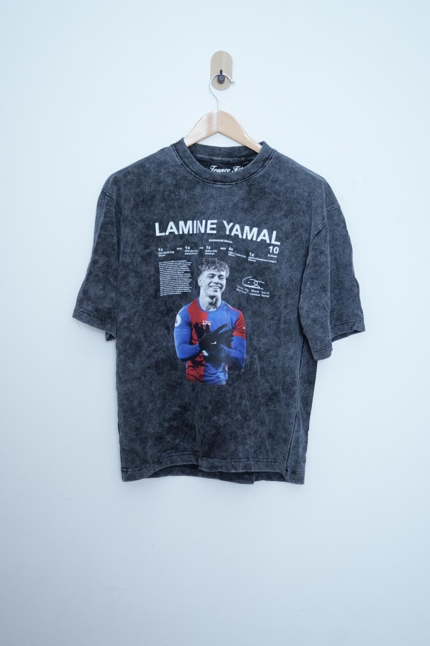 Lamine Yamal Acid Wash Oversized T-Shirt front view